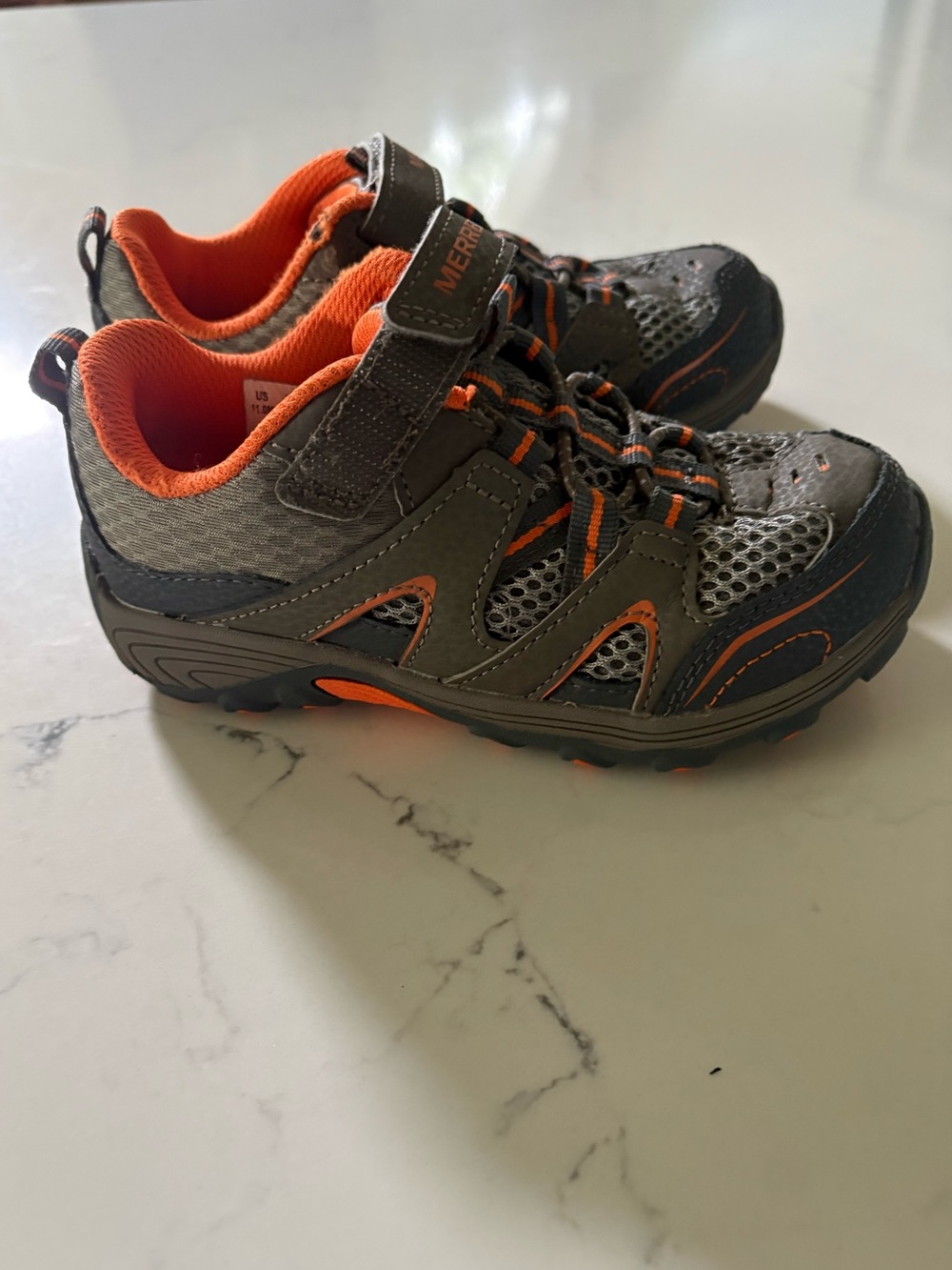 Merrell Kids Gray and Orange Slip-On Athletic Sneakers - Picture 2 of 16